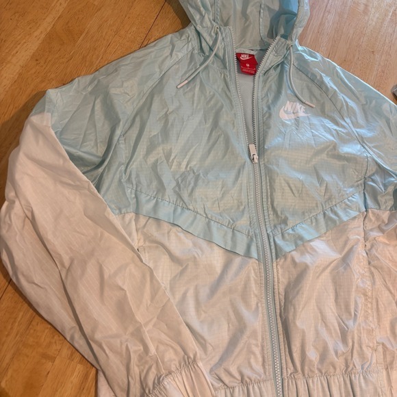 Nike‎ Zip Up Vented Windbreaker Jacket Women's M Blue with Hood - Picture 1 of 11